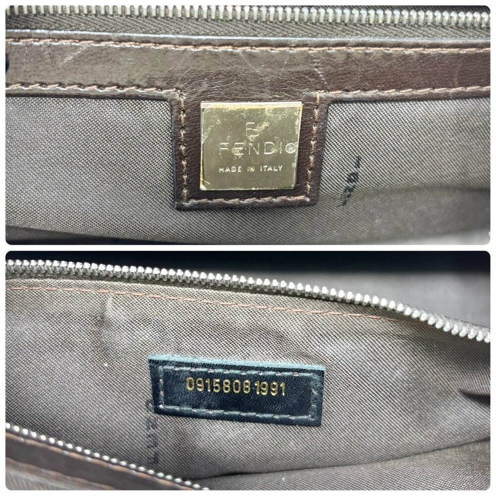 FENDI Vintage FF Logo Leopard Mamma Baguette Shoulder Bag Cream Brown [105532] - Picture 16 of 16